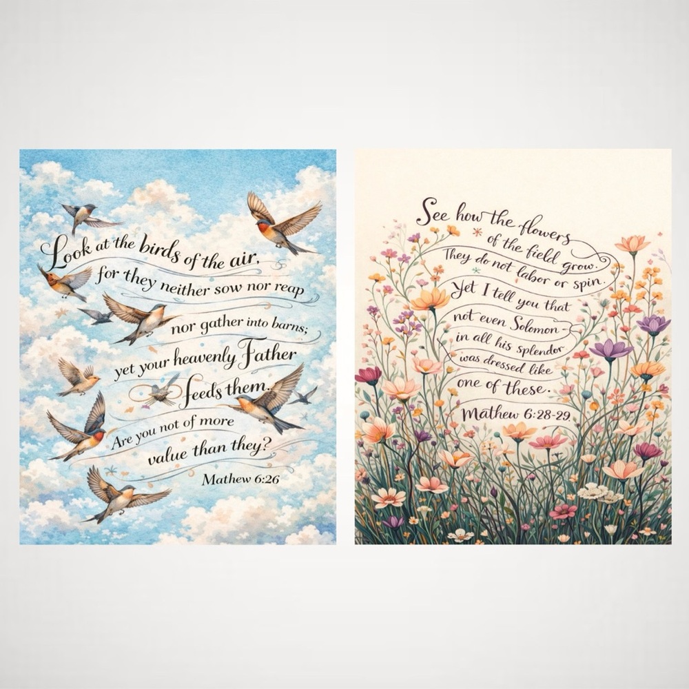 DDS 2-Set, Art Print, 8x10, Bible Verse, Paper Print, Unframed, Nature Series